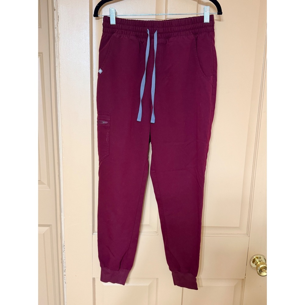 FIGS Technical Collection Zamora Jogger Scrub Pants Burgundy Maroon Small S/P